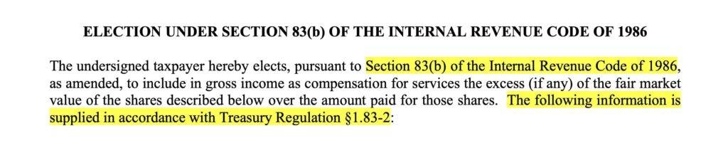 83(b) Election Form Explained with an example