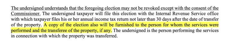 Complete Breakdown of an 83(b) Election Form Example - Corpora