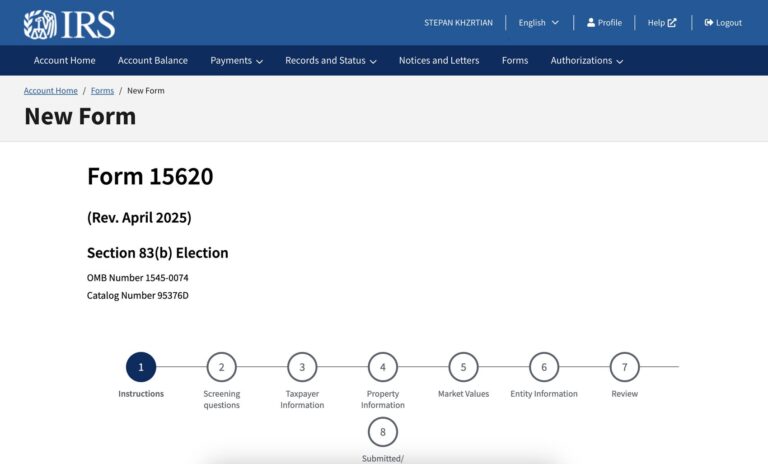 IRS enables electronic 83b filling